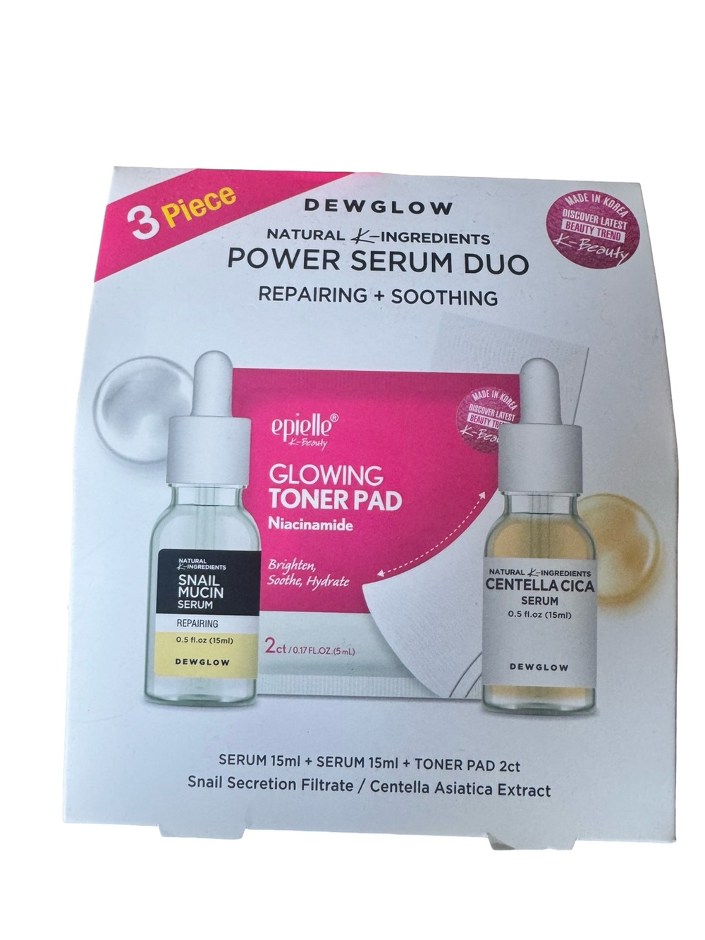 Dewglow Power Serum Duo with  Glowing Toner Pad - Repairing + Soothing